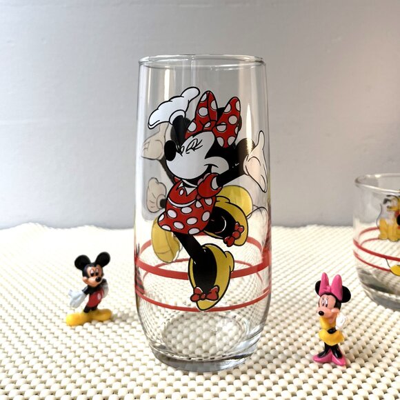 Set 2 Vintage Anchor Hocking Disney Mickey Minnie Mouse Pluto Glass Tumbler - Picture 3 of 6